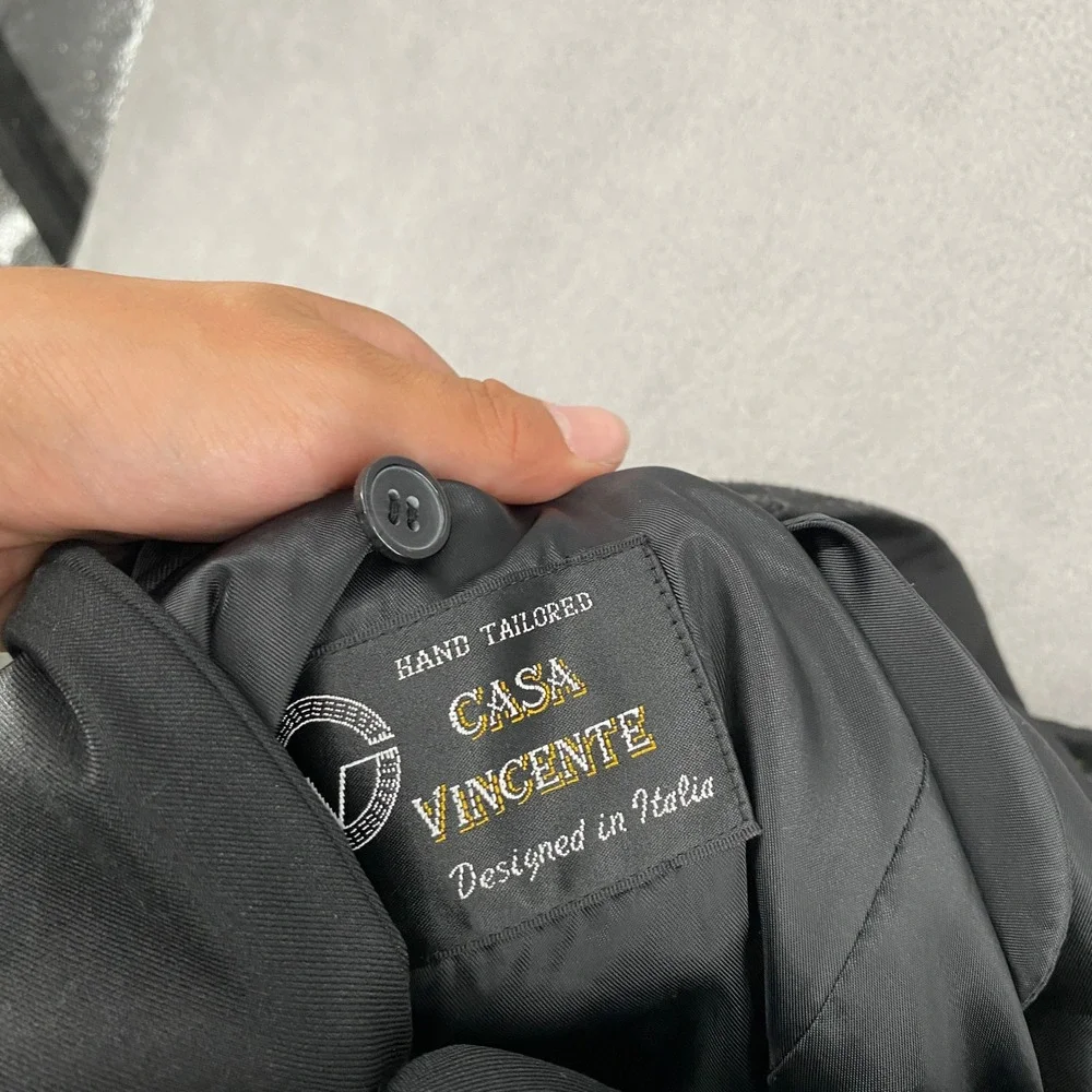 Casa Vincente Mens Black Three Button Hand Tailored Blazer Jacket Designed Italy